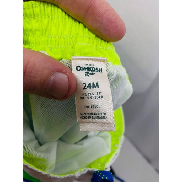 Oshkosh B’Gosh Boy’s Swim Short's Blue and Green Infant Size 24 Month's - Picture 4 of 5